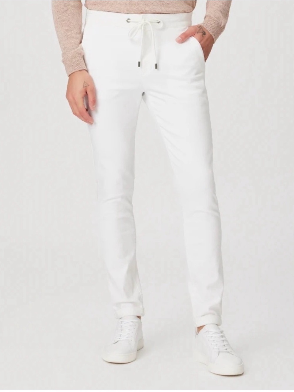 New PAIGE Fraser Regular Fit Drawstring Pants White Atlantic frost Mens Size 31